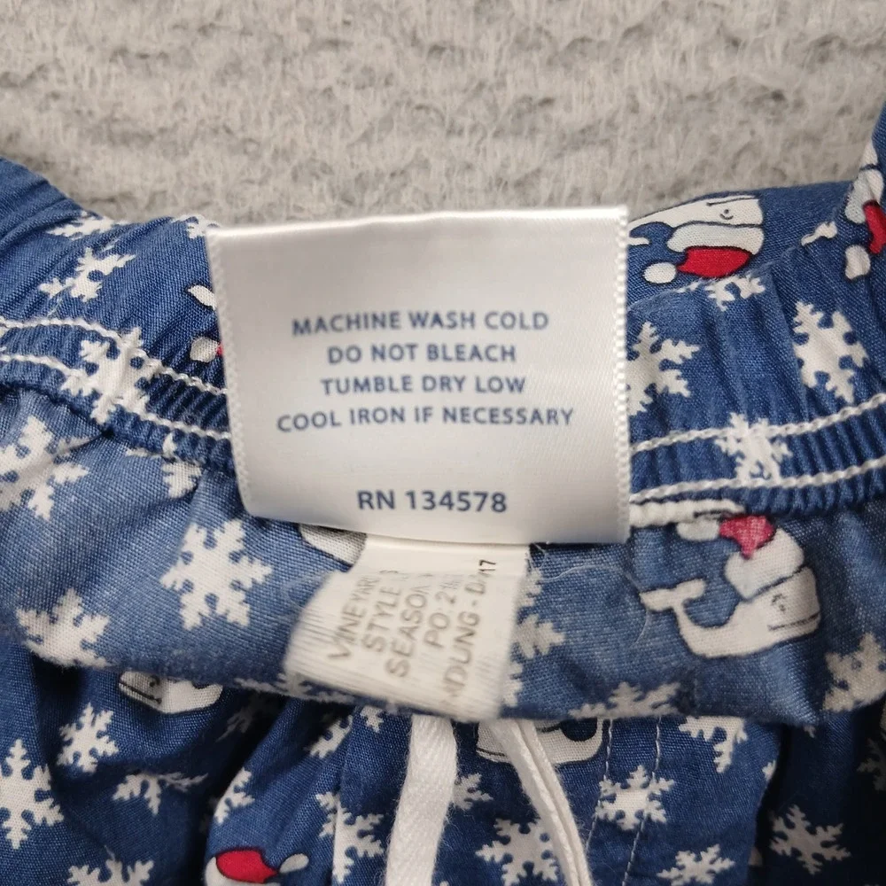 Vineyard Vines Pajama‎ Pants Men's L Blue Snowflake Print Cotton Lounge